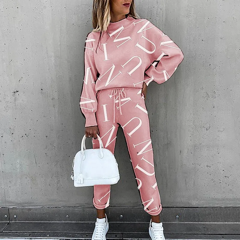 Sportwear Outfit Pant Sweatshirt Tracksuit Two Piece Sets