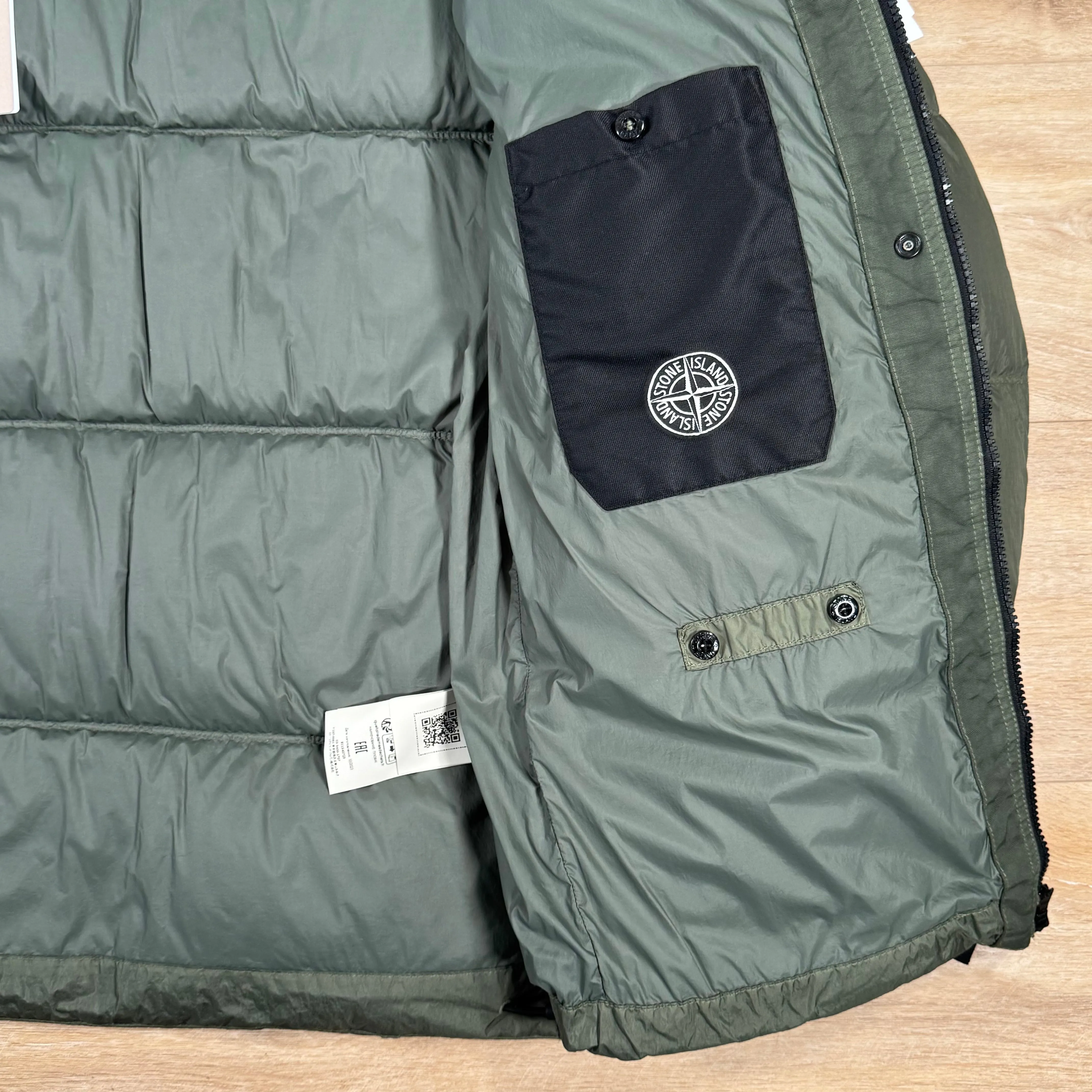 Stone Island Crinkle Reps R-NY Down Parka in Musk Green