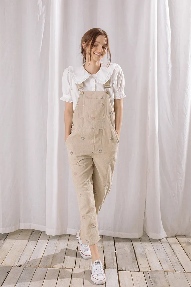 Storia Happy and Sad Face Corduroy Overalls