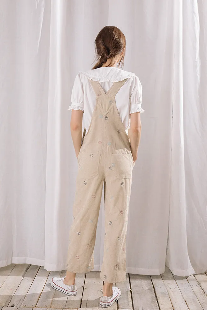 Storia Happy and Sad Face Corduroy Overalls