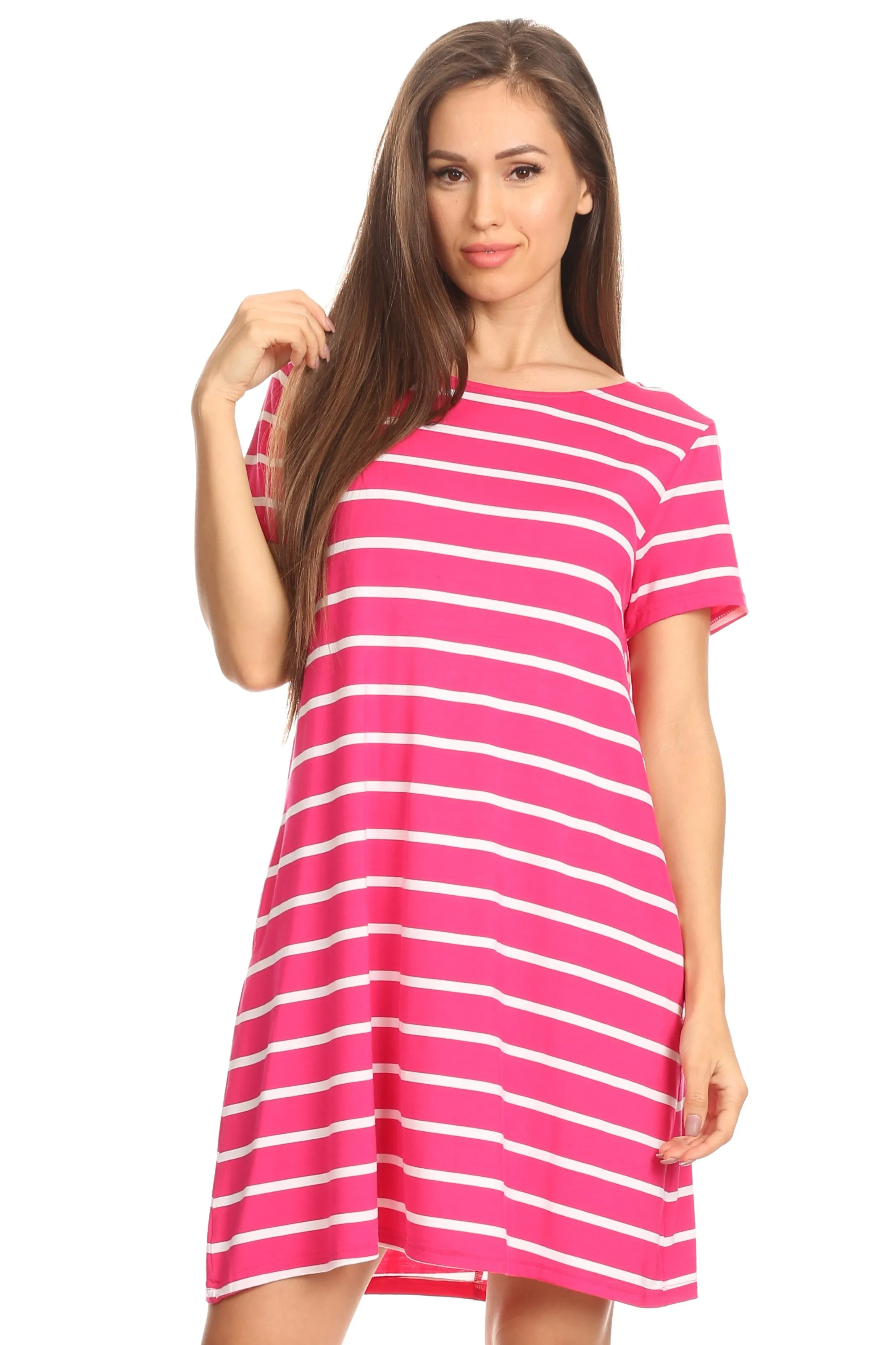 Striped Criss Cross Back Tunic Dress with Pockets