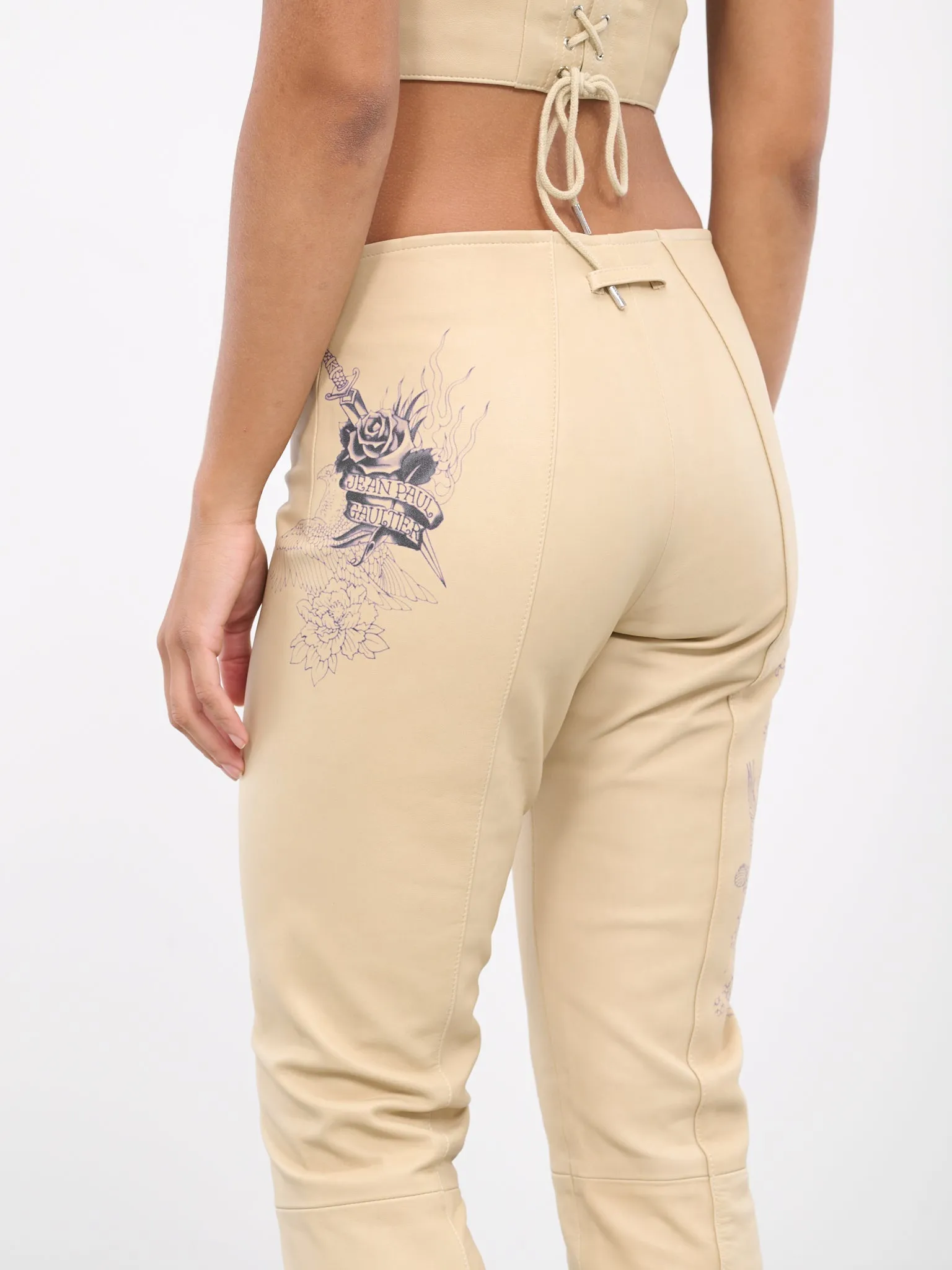 Tattoo Leather Pants (23-15-F-PA091I-NUDE-NAVY)