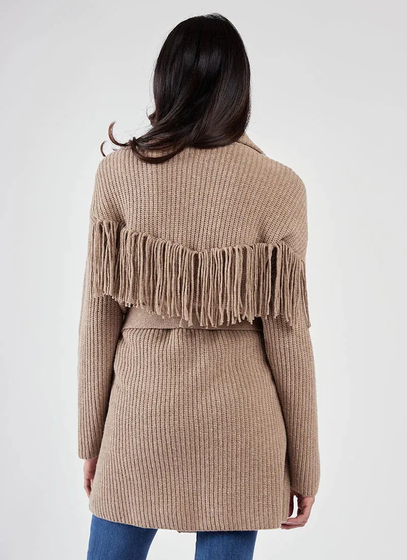 Taupe Fringe Cardigan