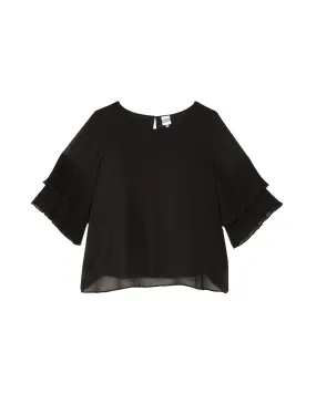 Teresa 3/4 Tiered Flare Sleeve Blouse | Black