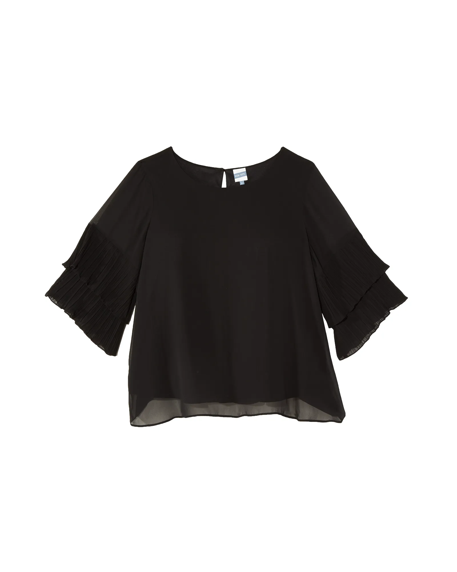 Teresa 3/4 Tiered Flare Sleeve Blouse | Black