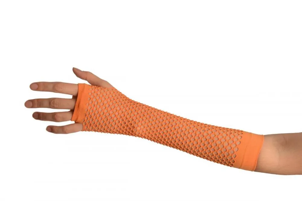 Terracotta Fishnet Mesh Net Fingerless Party Gloves