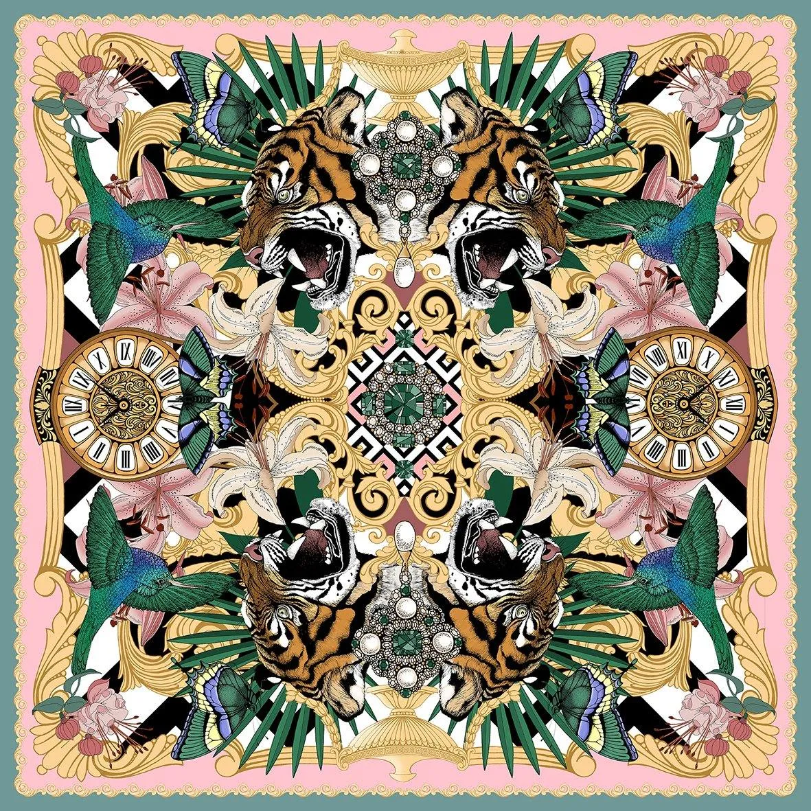 The Baroque Tiger Silk Scarf | 130x130cm