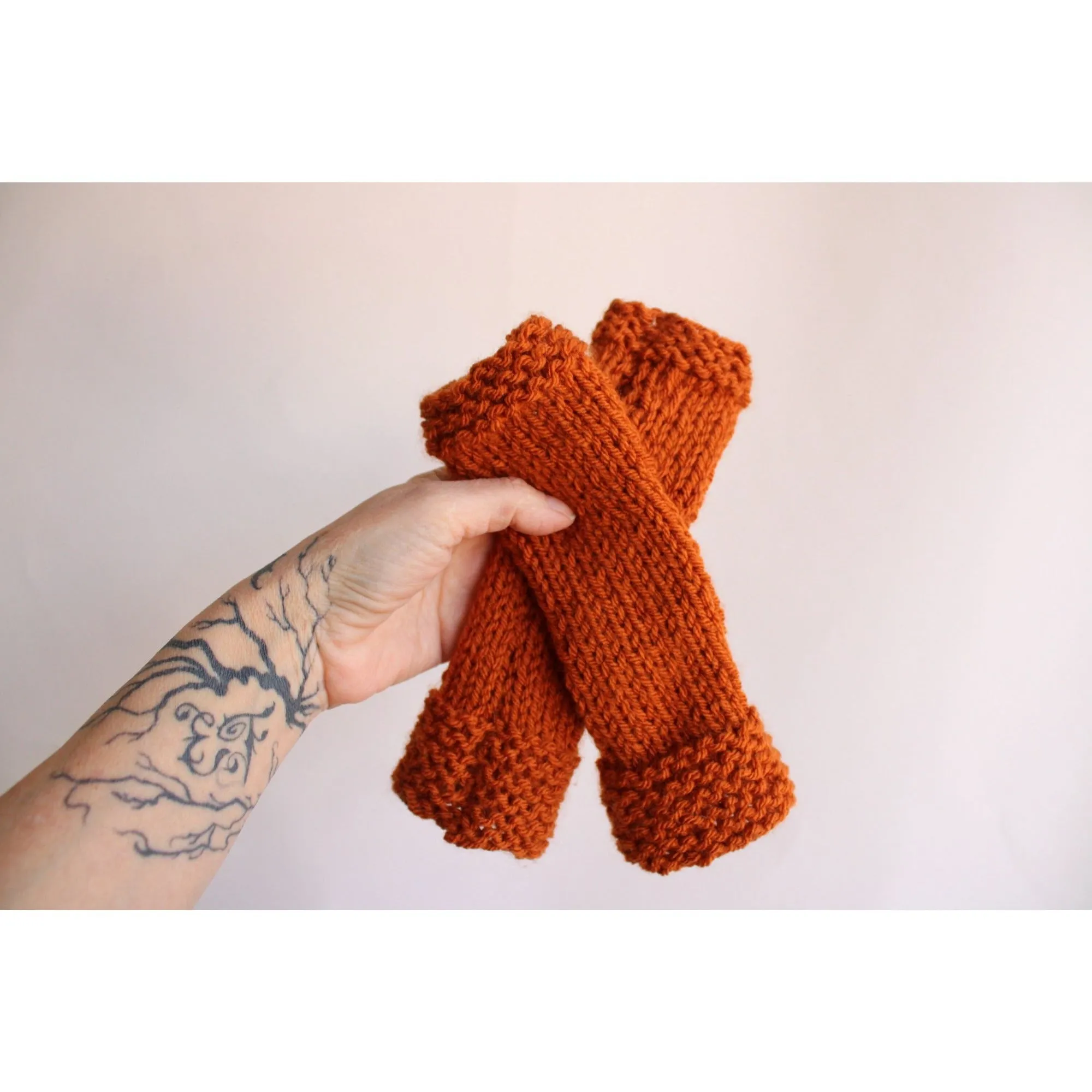 The "Pumpkin Cream" Handknit Fingerless Gloves