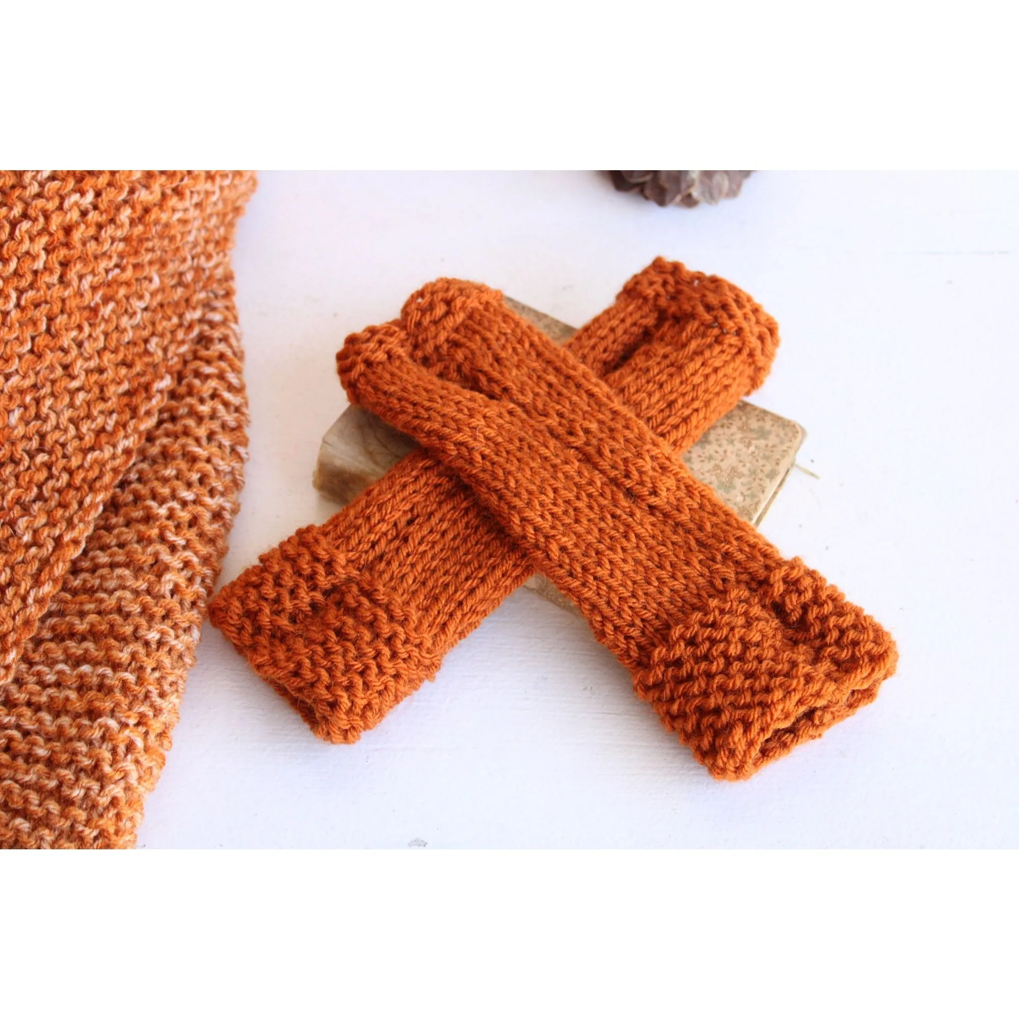 The "Pumpkin Cream" Handknit Fingerless Gloves