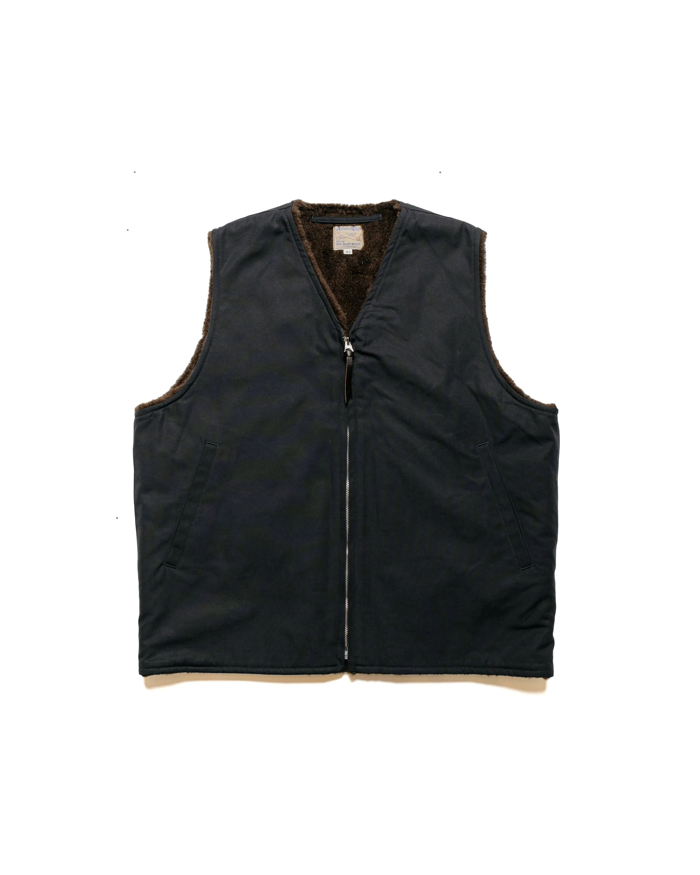 The Real McCoy's MJ23107 USN Alpaca Vest Navy