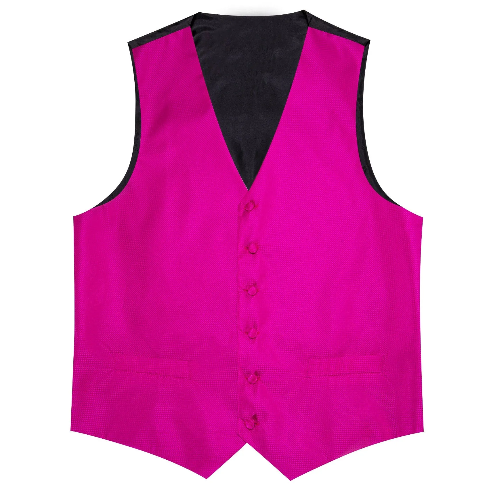 Ties2you Mens Suit Vest Magenta Pink Solid Silk V-Neck Vest