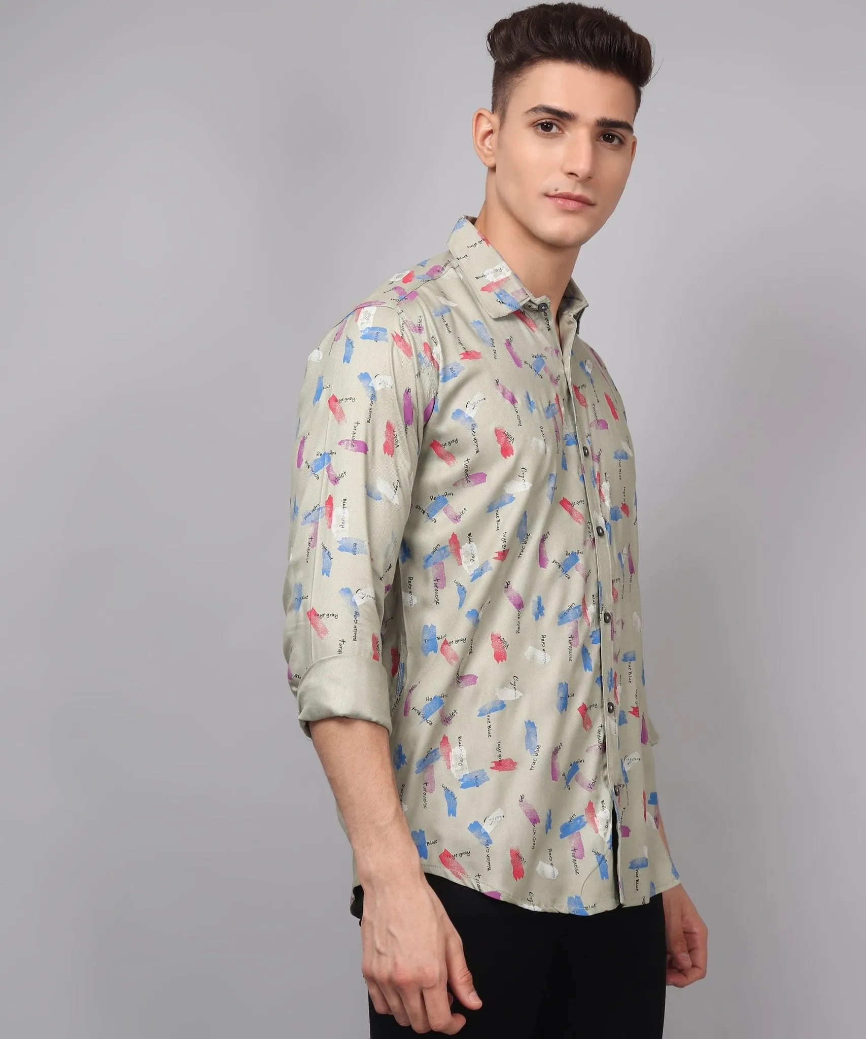 Trybuy Premium Classy Ravishing Cotton Multi Colored Printed Button-Up Shirt For Men