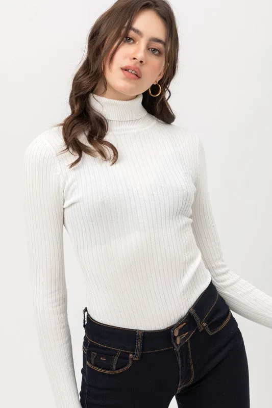 Turtleneck Rib Knit Bodysuit