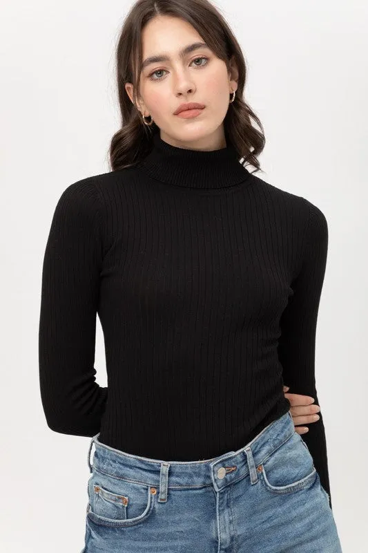 Turtleneck Rib Knit Bodysuit