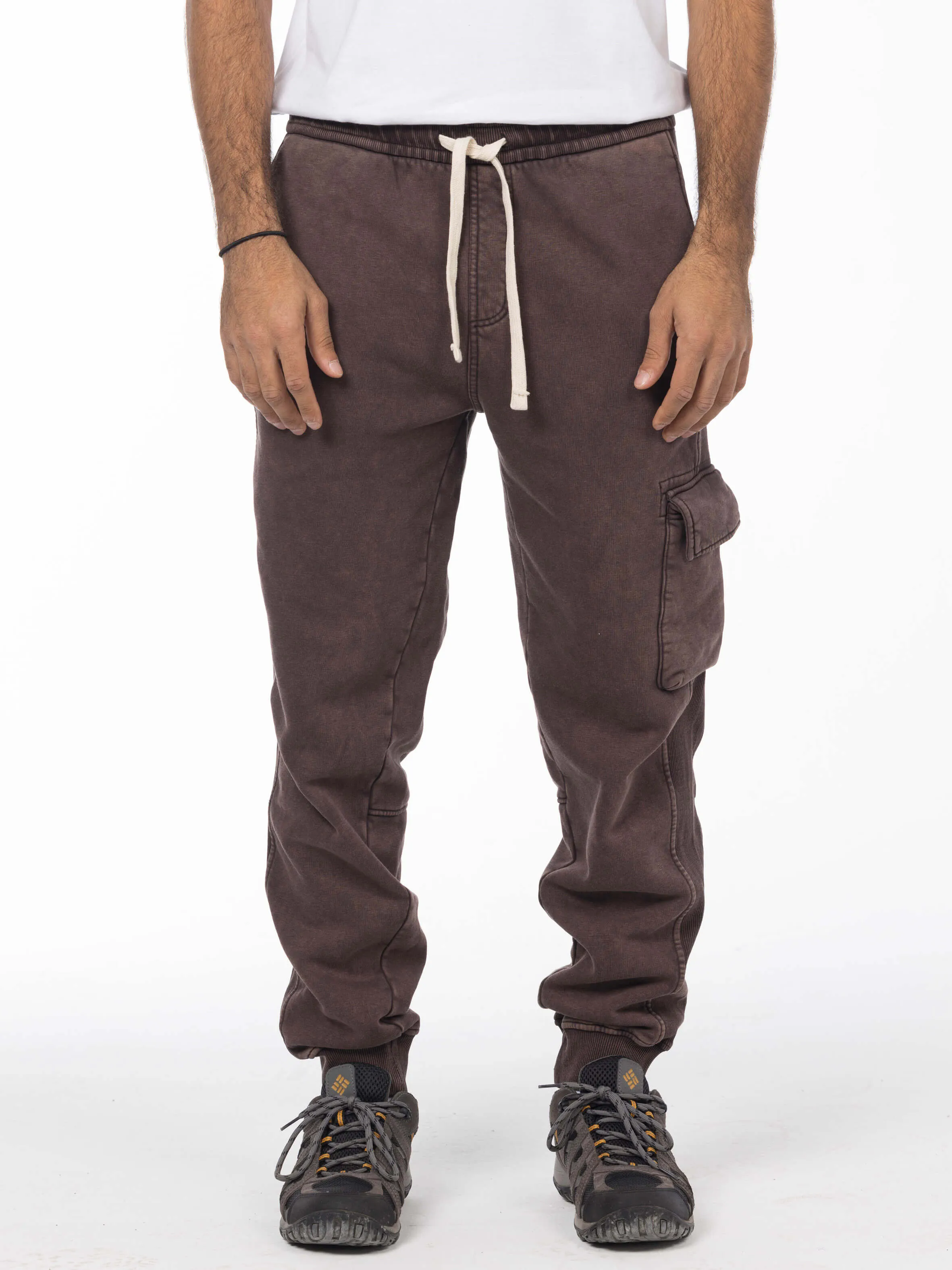 Unisex Acid Washed Winter Joggers - Brownish