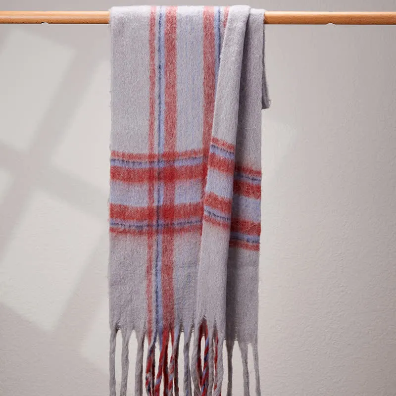 Unisex Classic Tassel Plaid Warm Scarf