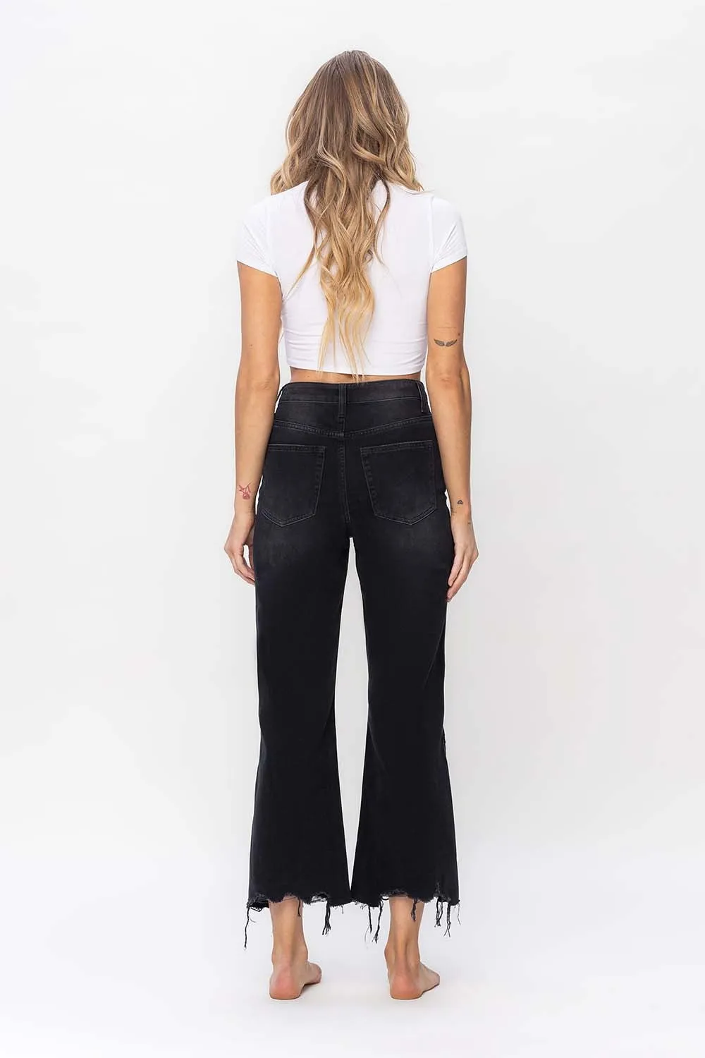 Vervet by Flying Monkey Vintage Ultra High Waist Distressed Crop Flare Jeans