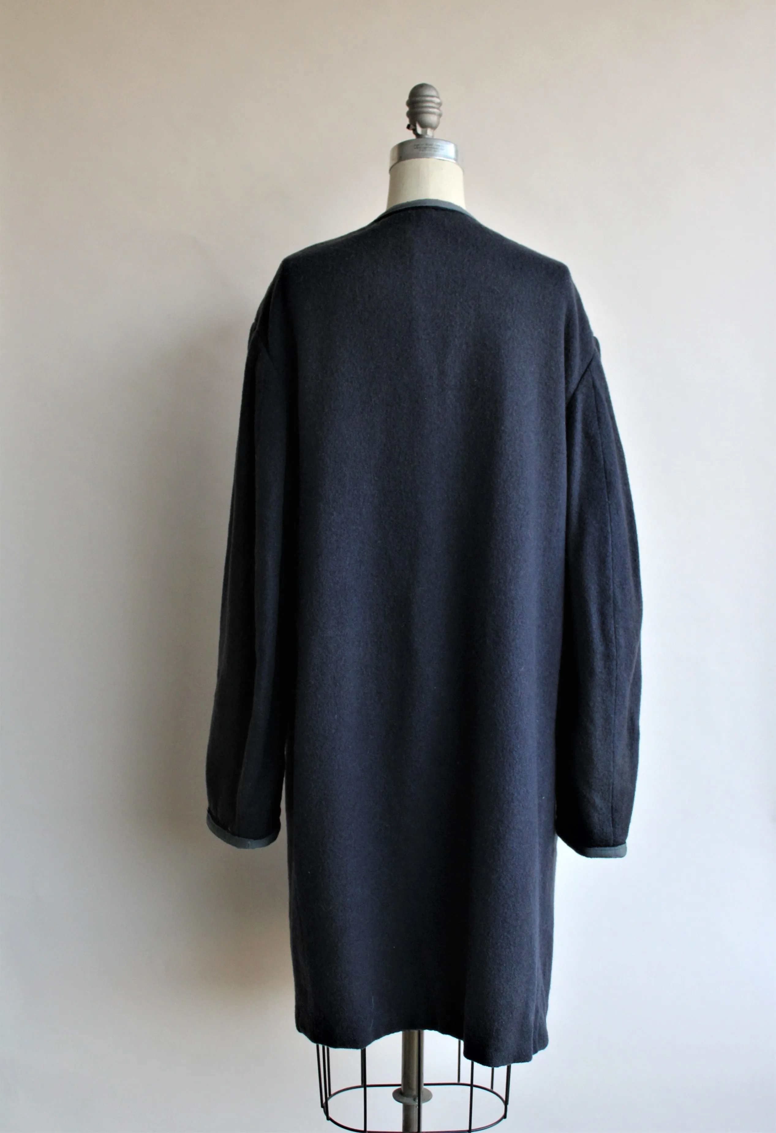 Vintage 1950s 1960s Coat In Navy Blue Wool