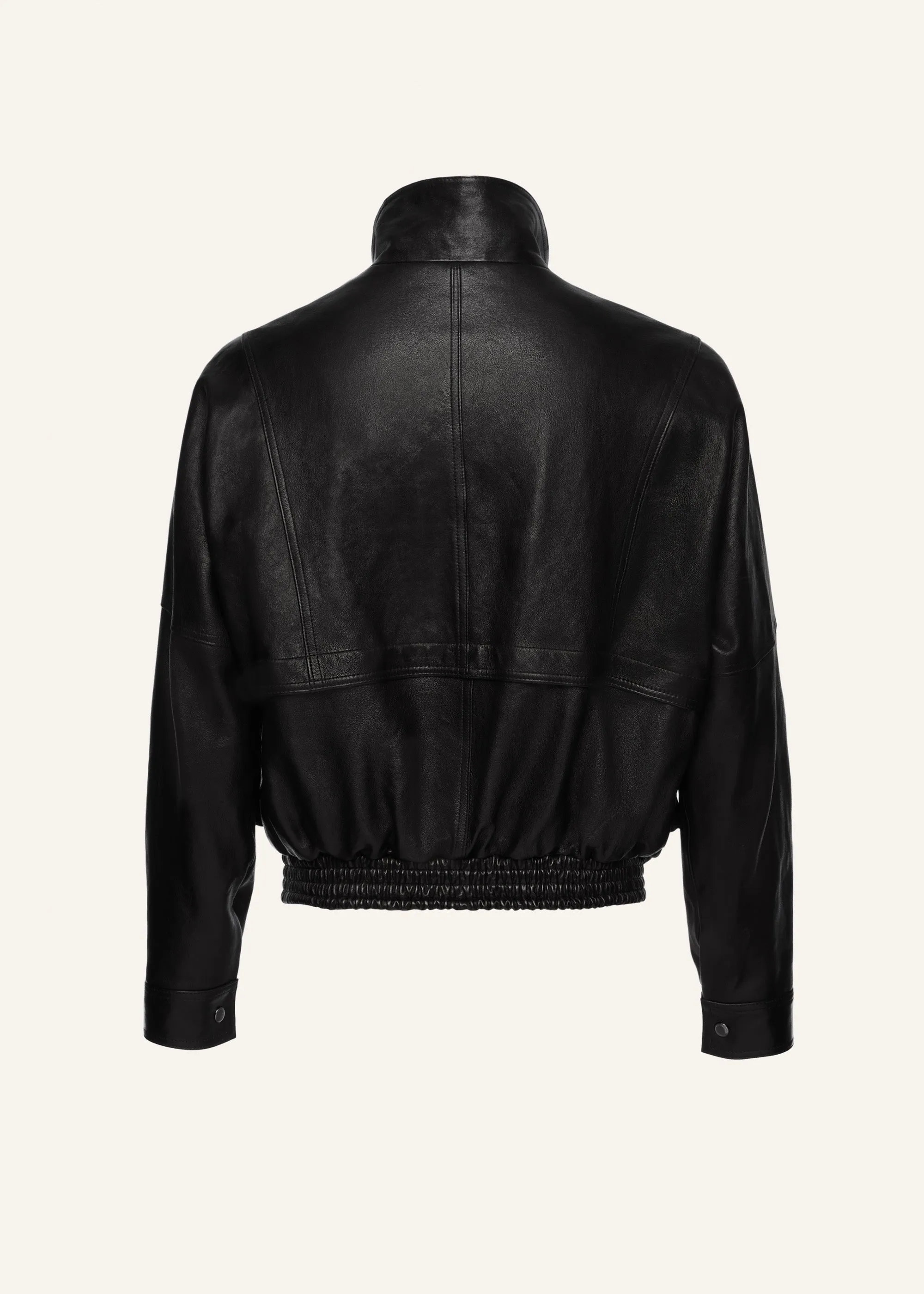 Vintage leather bomber jacket in black