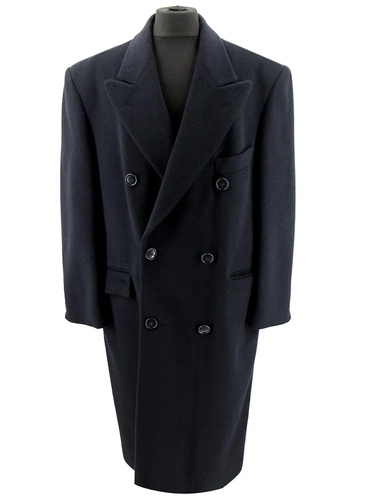 Vintage Navy Blue Wool & Cashmere Overcoat