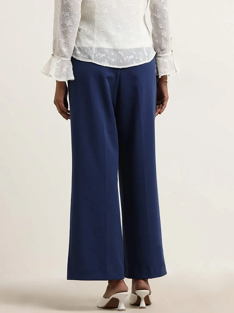 Wardrobe Blue Flared High-Rise Trousers