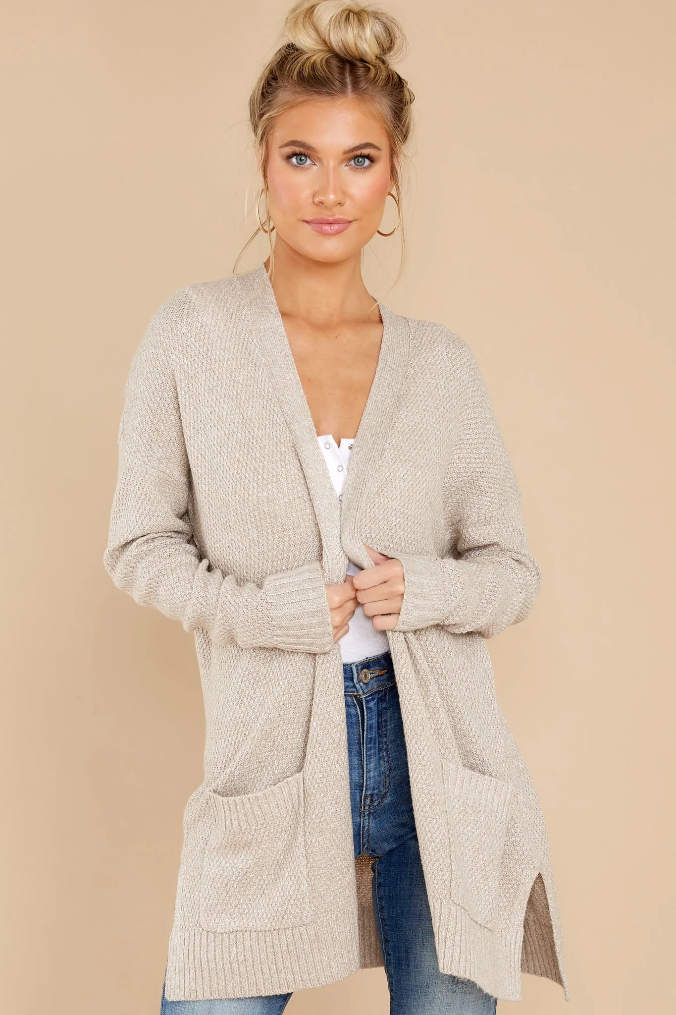 Warm And Toasty Oatmeal Cardigan