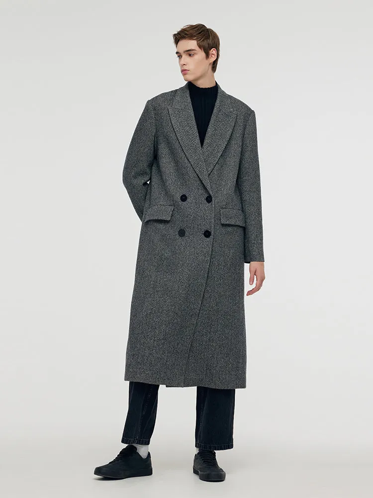 Washable Wool Lapel Unisex Overcoat