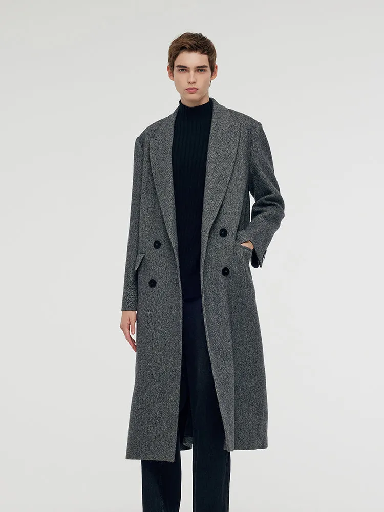 Washable Wool Lapel Unisex Overcoat