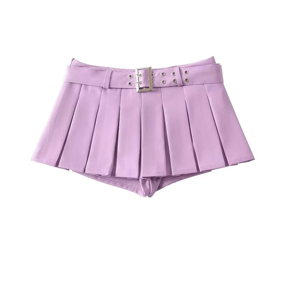 Wenkouban dream clothes Ypff Trendy Women's Sexy Hot Girl Low Waist Navel Skirt Belt Underpants Anti-Exposure Skirt Pleated Skirt