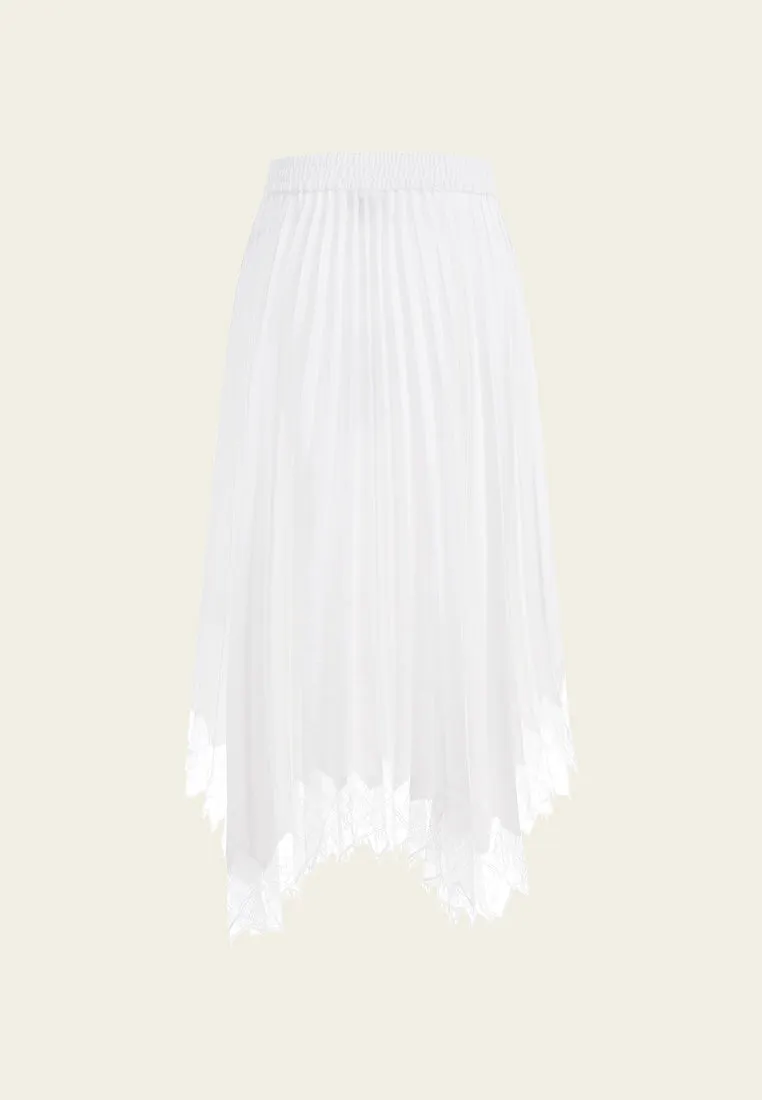 White Asymmetric Satin A Line Skirt