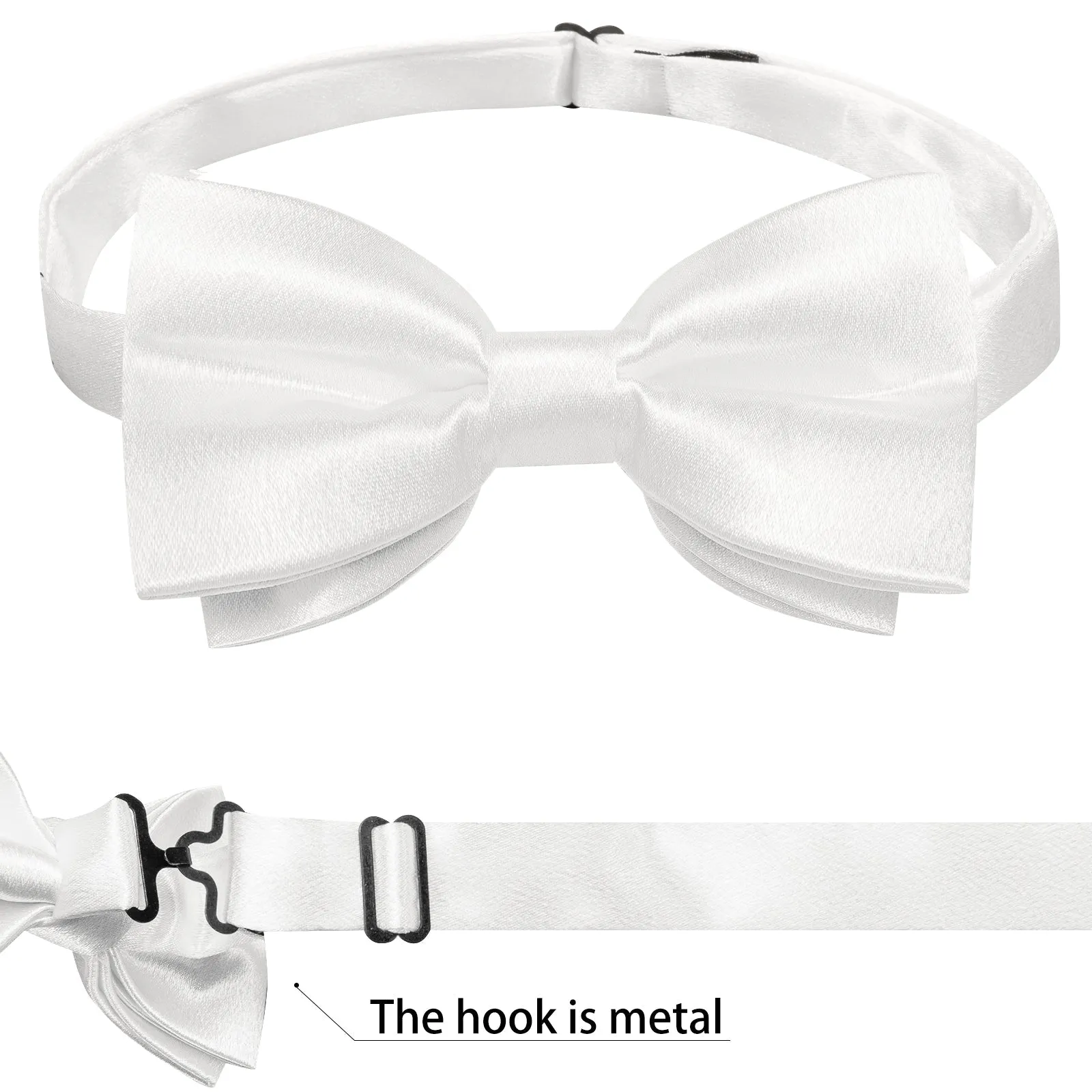 White Solid Shining Silk Men Vest Necktie Bow Tie Handkerchief Cufflinks Set