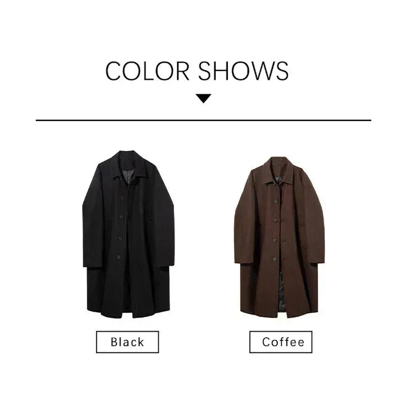 Wiaofellas  -  Brand Japan Woolen Overcoat Man Casual Autumn Winter New Thickening Windbreak Coat Male Daily Vintage Clothing