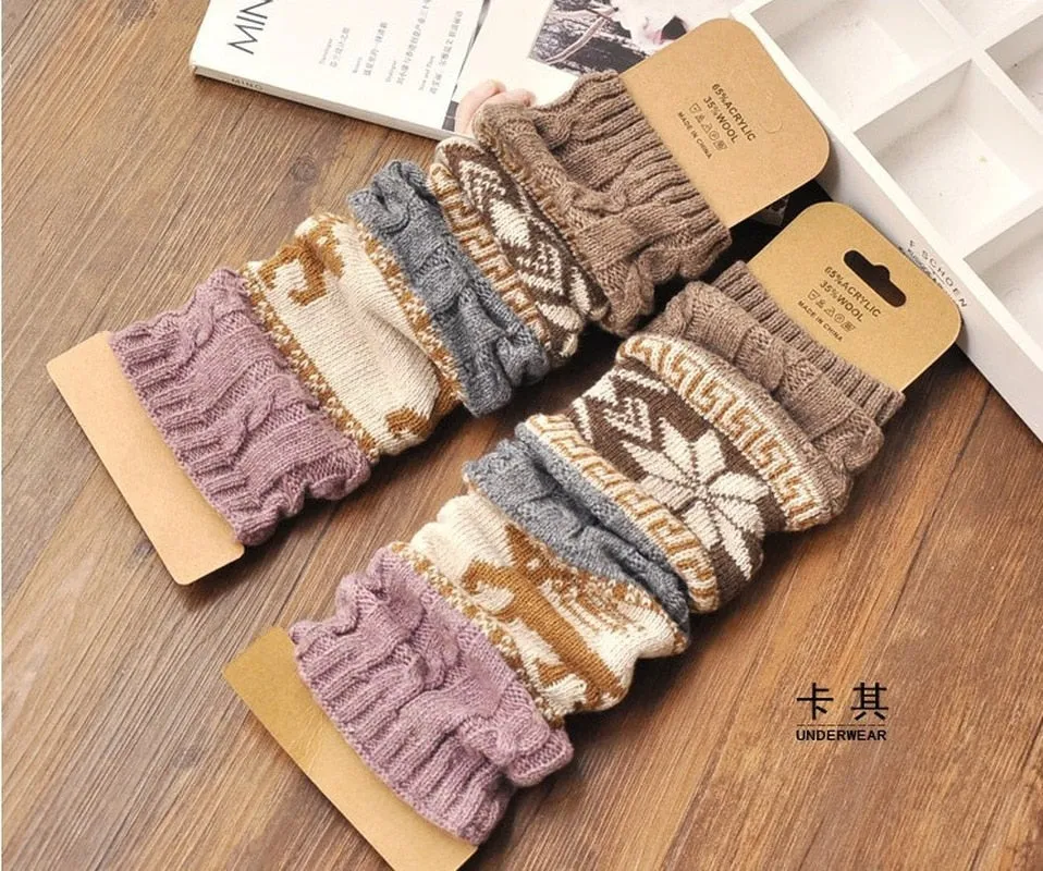 Winter Over Knee Long Knit Cover Crochet Women Leg Warmers Legging