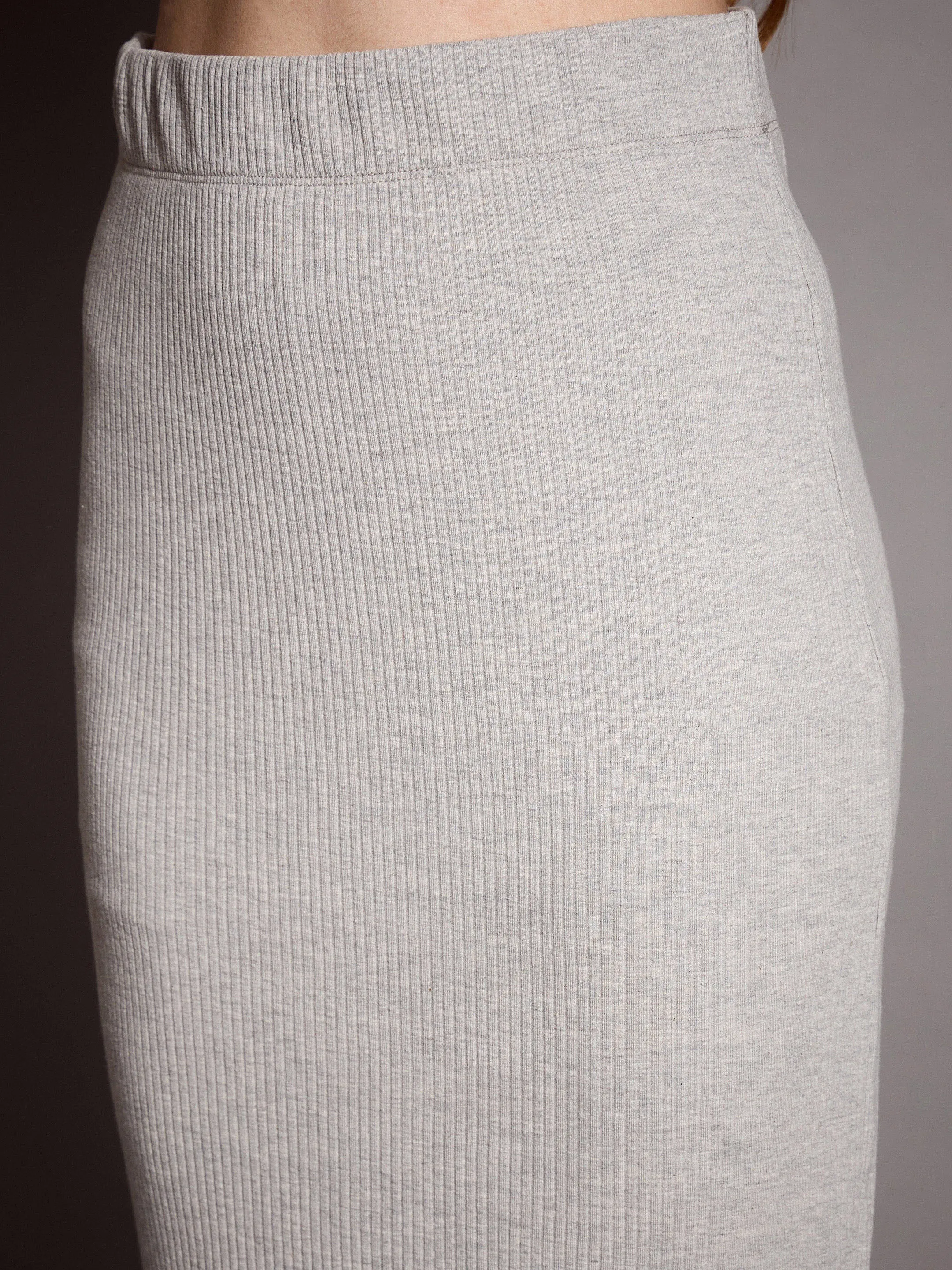 Women Grey Mellange Rib Pencil Skirt