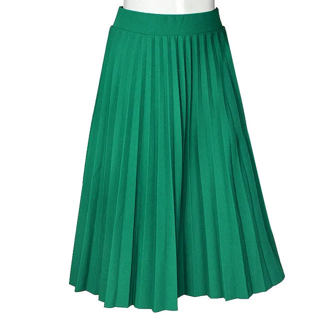 Women Skirts High Quality Spring Autumn Summer Style Women's High Waist Pleated Length Skirt 2017 Hot Fashion Thick Breathble