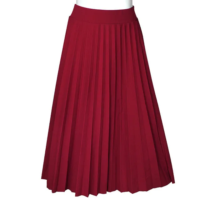 Women Skirts High Quality Spring Autumn Summer Style Women's High Waist Pleated Length Skirt 2017 Hot Fashion Thick Breathble