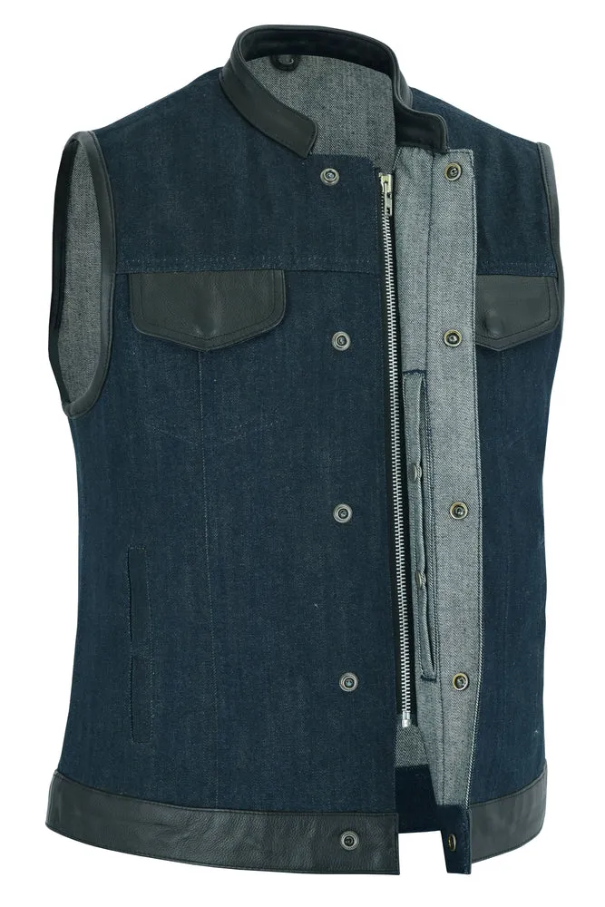 Women's Broken Blue Raw Finish Denim Vest