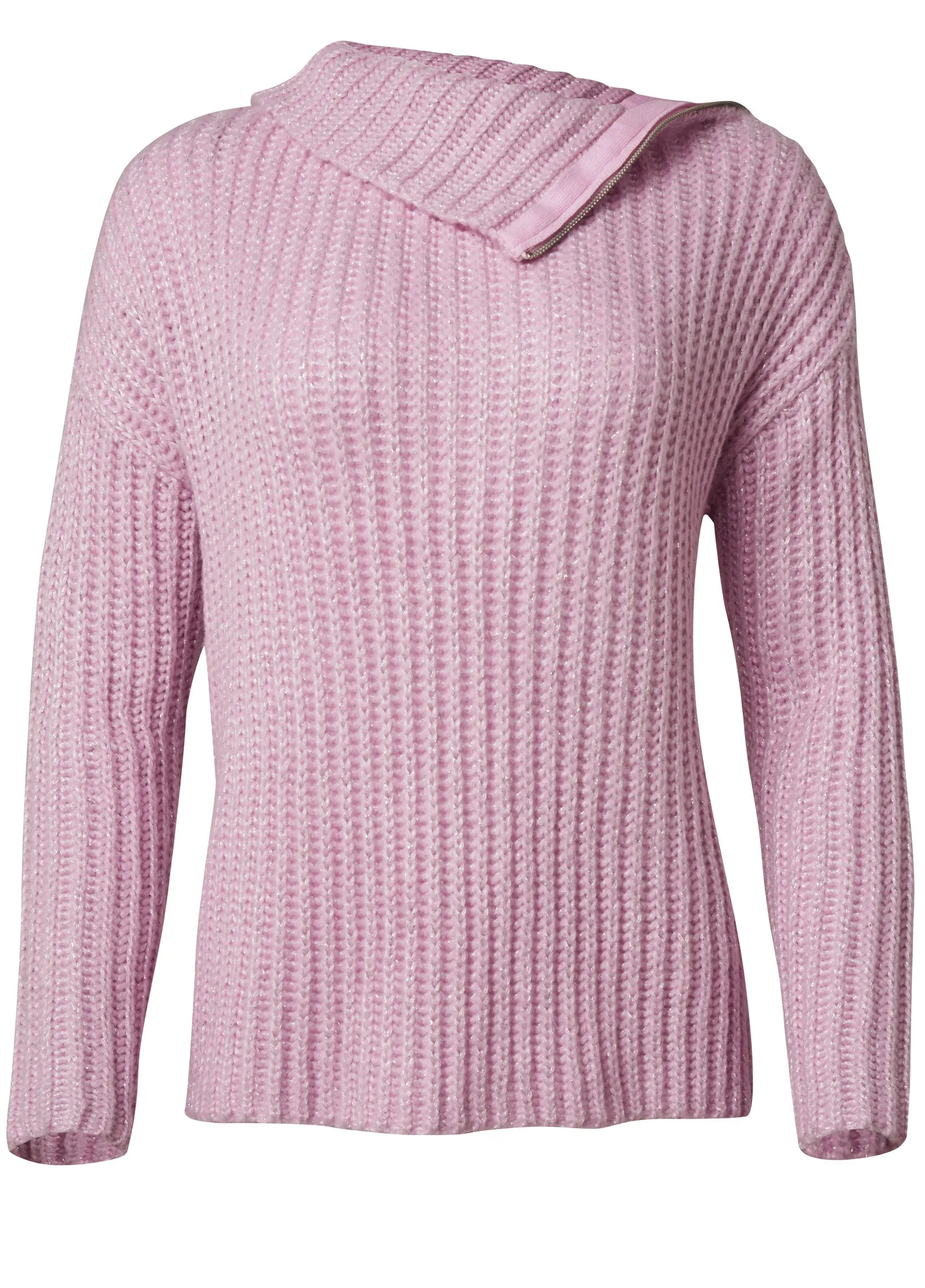 Zipper Detail Sweater - Pink