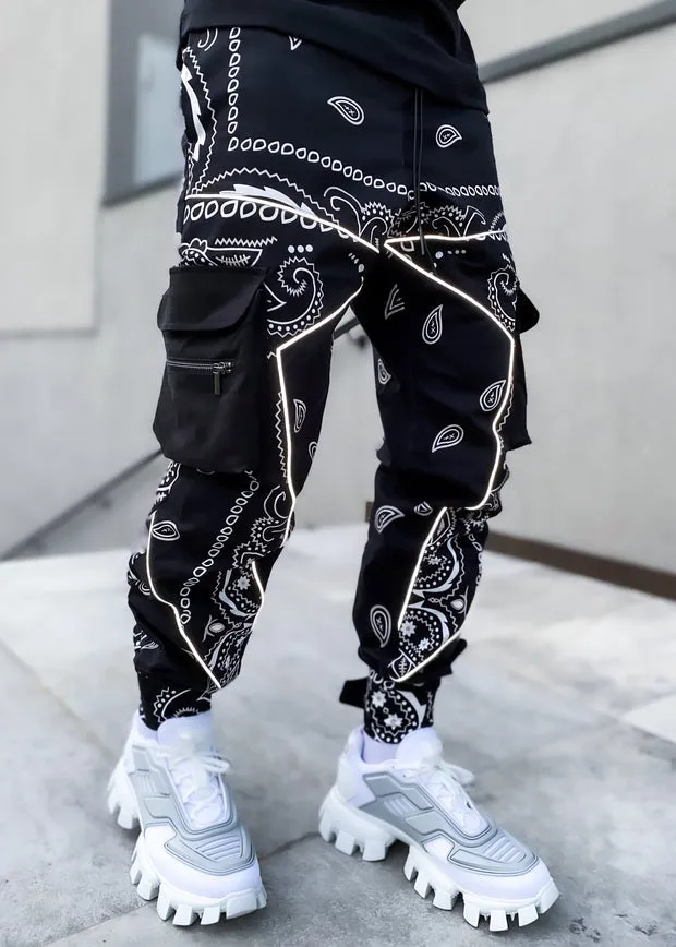 Zipper Pocket Cashew Flower Sports Street Style Trousers