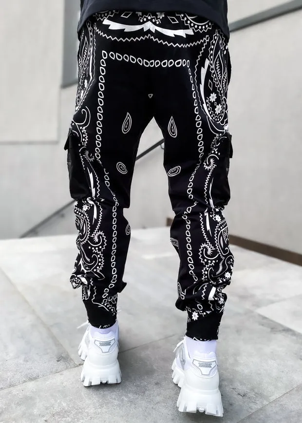 Zipper Pocket Cashew Flower Sports Street Style Trousers